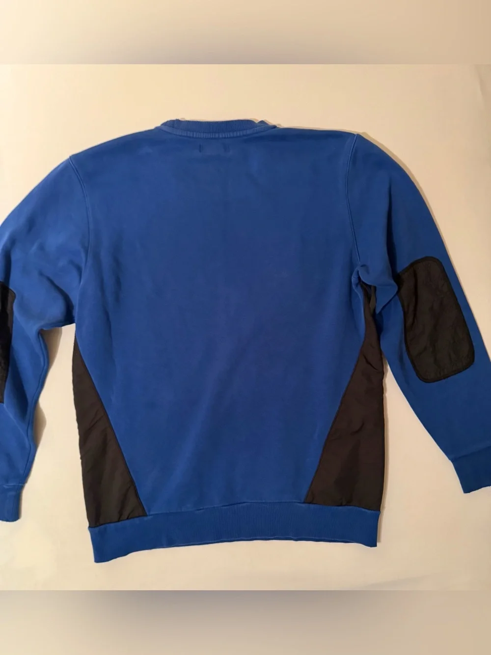 Vtg Adidas Blue Pullover Sweatshirt with Elbow Patches Trefoil Logo Mens M Faded